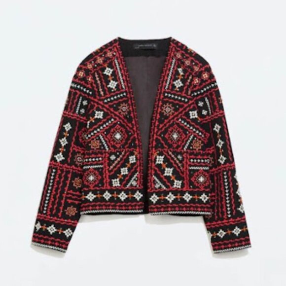 ZARA Ethnic Boho Embroidered Jacket - Picture 2 of 7